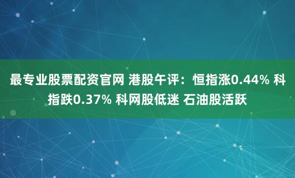 最专业股票配资官网 港股午评：恒指涨0.44% 科指跌0.37% 科网股低迷 石油股活跃